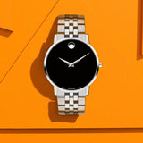Movado Museum Classic Black Dial Silver Steel Strap Watch for Men - 0607199 Authentic Buy Shop Now