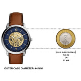 Fossil Neutra Automatic Luggage Skeleton Blue Dial Brown Leather Strap Watch for Men - ME3160 Authentic Buy Shop Now