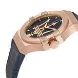 Maserati Potenza 42mm Rose Gold & Blue Dial Blue Leather Strap Watch For Men - R8851108027 Authentic Buy Shop Now