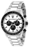 Maserati SFIDA Chronograph White Dial Silver Steel Strap Watch For Men - R8873640003 Authentic Buy Shop Now