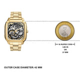 Fossil Inscription Automatic Skeleton Black Dial Gold Steel Strap Watch for Men - BQ2573 Authentic Buy Shop Now