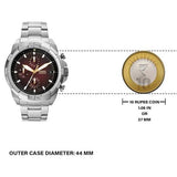 Fossil Bronson Chronograph Red Dial Silver Steel Strap Watch for Men - FS5878 Authentic Buy Shop Now