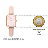 Daniel Wellington Quadro Pressed Mother of Pearl Pink Dial Pink Leather Strap Watch For Women - DW00100508 Authentic Buy Shop Now