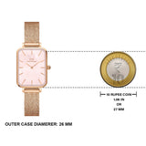 Daniel Wellington Quadro Pressed Melrose Pink Dial Pink Mesh Bracelet Watch For Women - DW00100510 Authentic Buy Shop Now