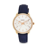 Fossil Tailor White Dial Blue Leather Strap Watch for Women - ES4394 Authentic Buy Shop Now