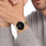 Movado Museum Classic Black Dial Two Tone Steel Strap Watch for Men - 0607200 Authentic Buy Shop Now