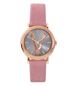 Versace Virtus Quartz Grey Dial Pink Leather Strap Watch for Women - VEHC00319 Authentic Buy Shop Now
