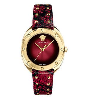 Versace Shadov Quartz Red Dial Red Leather Strap Watch for Women - VEBM00918 Authentic Buy Shop Now