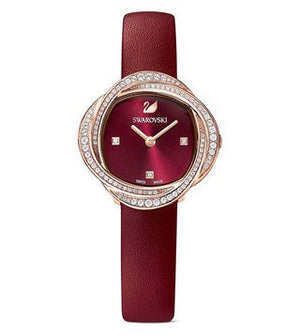 Swarovski Crystal Flower Red Dial Red Leather Strap Watch for Women - 5552780 Authentic Buy Shop Now
