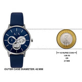 Armani Exchange Cayde Chronograph Blue Dial Blue Leather Strap Watch for Men - AX2746 Authentic Buy Shop Now