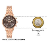 Fossil Neutra Chronograph Mother of Pearl Brown Dial Rose Gold Steel Strap Watch for Women - ES5218 Authentic Buy Shop Now