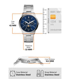 Fossil Neutra Minimalist Moonphase Blue Dial Silver Steel Strap Watch for Men - FS5907 Authentic Buy Shop Now