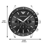 Emporio Armani Mario Chronograph Black Dial Black Leather Strap Watch For Men - AR11243 Authentic Buy Shop Now