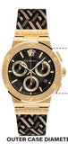 Versace Greca Chronograph Black Dial Brown Leather Strap Watch For Men - VEZ900621 Authentic Buy Shop Now