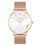 Coach Perry White Rose Gold Mesh Bracelet Watch for Women - 14503126 Authentic Buy Shop Now