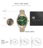 Emporio Armani Claudio Chronograph Green Dial Two Tone Steel Strap Watch For Women - AR11511 Authentic Buy Shop Now