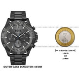 Hugo Boss Troper Chronograph Grey Dial Grey Steel Strap Watch For Men - 1514058 Authentic Buy Shop Now