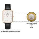 Daniel Wellington Quadro White Dial Black Leather Strap Watch For Women - DW00100450 Authentic Buy Shop Now