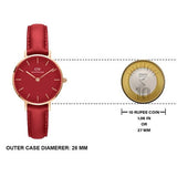 Daniel Wellington Petite Red Dial Red Leather Strap Watch For Women - DW00100405 Authentic Buy Shop Now