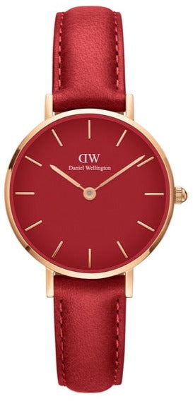 Daniel Wellington Petite Red Dial Red Leather Strap Watch For Women - DW00100405 Authentic Buy Shop Now