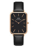 Daniel Wellington Quadro Black Dial Black Leather Strap Watch For Women - DW00100449 Authentic Buy Shop Now