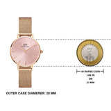 Daniel Wellington Petite Melrose Pink Dial Rose Gold Mesh Strap Watch For Women - DW00100368 Authentic Buy Shop Now