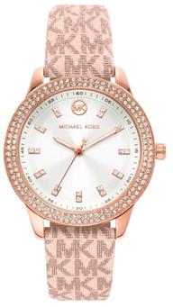 Michael Kors Tibby Silver Dial Pink Leather Strap Watch for Women - MK1050 Authentic Buy Shop Now