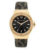 Michael Kors Lennox Three Hand Black Dial Black Leather Strap Watch For Women - MK7307 Authentic Buy Shop Now
