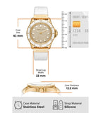 Michael Kors Everest Analog Gold Dial White Silicone Strap Watch For Women - MK7357 Authentic Buy Shop Now