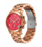 Michael Kors Runway Chronograph Pink Dial Rose Gold Steel Strap Watch For Women - MK7352 Authentic Buy Shop Now