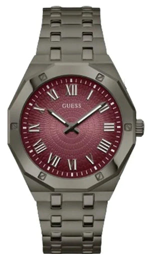 Guess Asset Quartz Red Dial Black Steel Strap Watch For Men - GW0575G5 Authentic Buy Shop Now