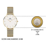 Daniel Wellington Classic Petite White Dial Gold Mesh Bracelet Watch For Women - DW00100348 Authentic Buy Shop Now