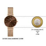 Daniel Wellington Petite Amber Brown Dial Gold Mesh Strap Watch For Women - DW00100476 Authentic Buy Shop Now