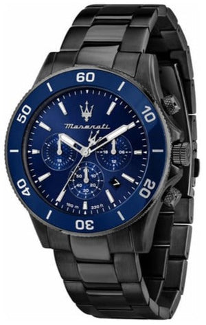 Maserati Competizione Chronograph Blue Dial Black Steel Strap Watch For Men - R8873600005 Authentic Buy Shop Now