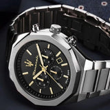 Maserati Stile Chronograph Black Dial Silver Steel Strap Watch For Men - R8873642010 Authentic Buy Shop Now