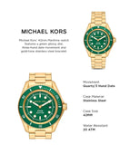 Michael Kors Maritime Analog Green Dial Gold Steel Strap Watch for Men - MK9162 Authentic Buy Shop Now