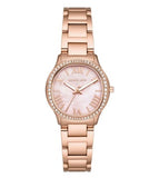 Michael Kors Sage Three-Hand Crystals Mother of Pearl Dial Rose Gold Steel Strap Watch for Women - MK4823 Authentic Buy Shop Now