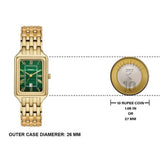 Fossil Raquel Three Hand Date Green Dial Gold Steel Strap Watch For Women - ES5341 Authentic Buy Shop Now