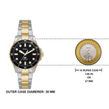 Fossil Blue Dive Three Hand Black Dial Two Tone Steel Strap Watch For Women - ES5349 Authentic Buy Shop Now