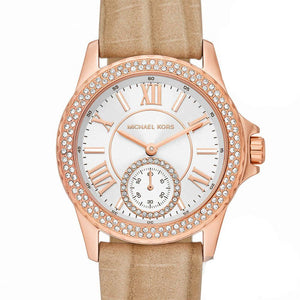Michael Kors Mini Everest Crystals White Dial Brown Leather Strap Watch for Women - MK4719 Authentic Buy Shop Now