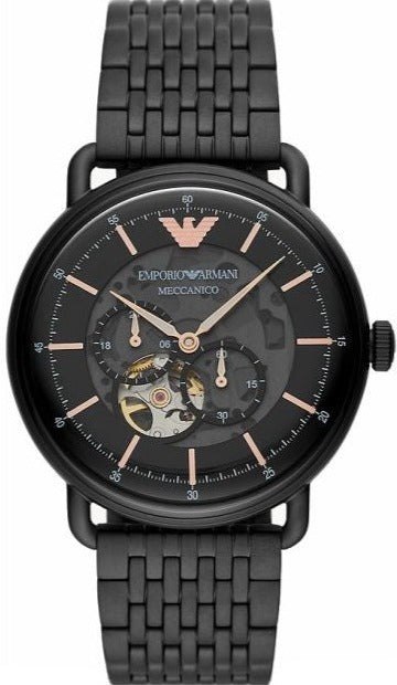 Emporio Armani Automatic Multifunction Black Dial Black Mesh Bracelet Watch For Men - AR60025 Authentic Buy Shop Now
