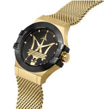 Maserati Potenza Quartz Black Dial Gold Mesh Bracelet Watch For Men - R8853108006 Authentic Buy Shop Now