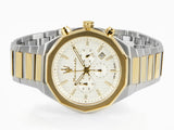 Maserati Stile Chronograph White Dial Two Tone Steel Strap Watch For Men - R8873642009 Authentic Buy Shop Now