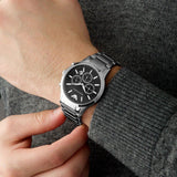 Emporio Armani Classic Chronograph Black Dial Silver Steel Strap Watch For Men - AR2434 Authentic Buy Shop Now