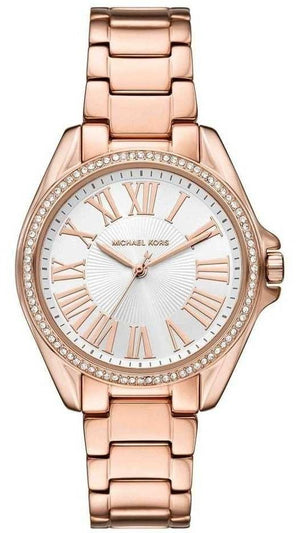 Michael Kors Kacie Three-Hand White Dial Rose Gold Steel Strap Watch for Women - MK4853 Authentic Buy Shop Now