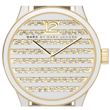 Marc Jacobs Lidia Stripe White Dial White Leather Strap Watch for Women - MBM1164 Authentic Buy Shop Now