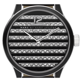 Marc Jacobs Lidia Stripe Glitz Black Dial Black Leather Strap Watch for Women - MBM1166 Authentic Buy Shop Now