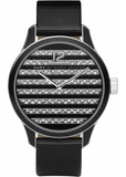 Marc Jacobs Lidia Stripe Glitz Black Dial Black Leather Strap Watch for Women - MBM1166 Authentic Buy Shop Now