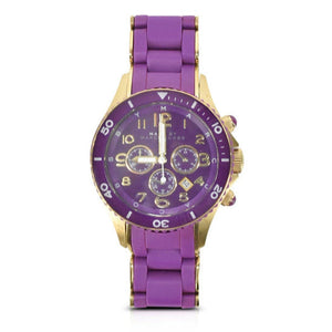 Marc Jacobs Rock Chronograph Purple Dial Purple Silicone Strap Watch for Women - MBM2549 Authentic Buy Shop Now
