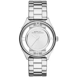 Marc Jacobs Tether Transparent Silver Dial Silver Steel Strap Watch for Women - MBM3412 Authentic Buy Shop Now
